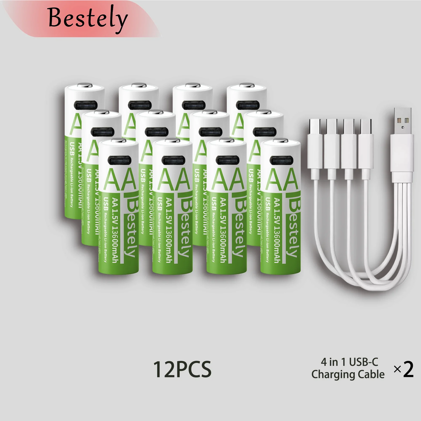 Latest Rechargeable 1.5V AA 13600mAh USB Lithium Battery , Fast Charging Li-ion AA Battery