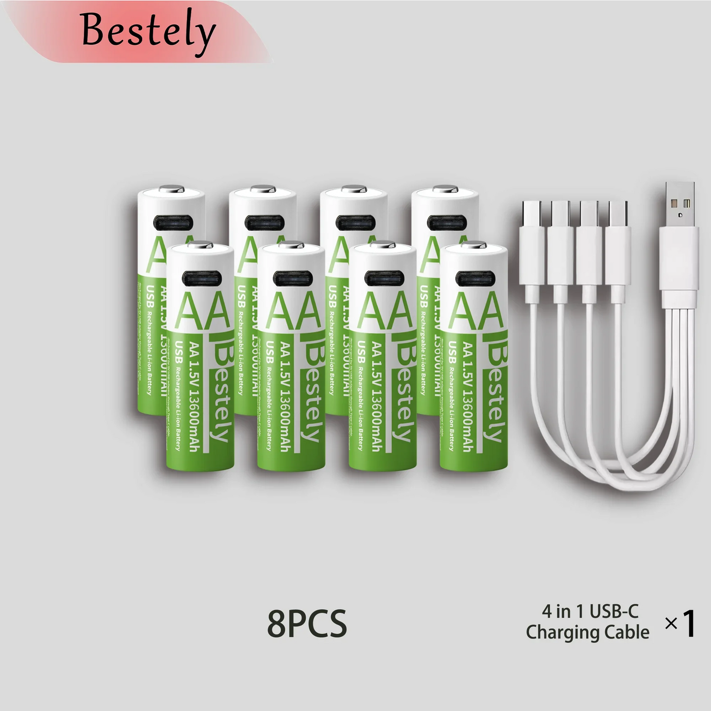 Latest Rechargeable 1.5V AA 13600mAh USB Lithium Battery , Fast Charging Li-ion AA Battery