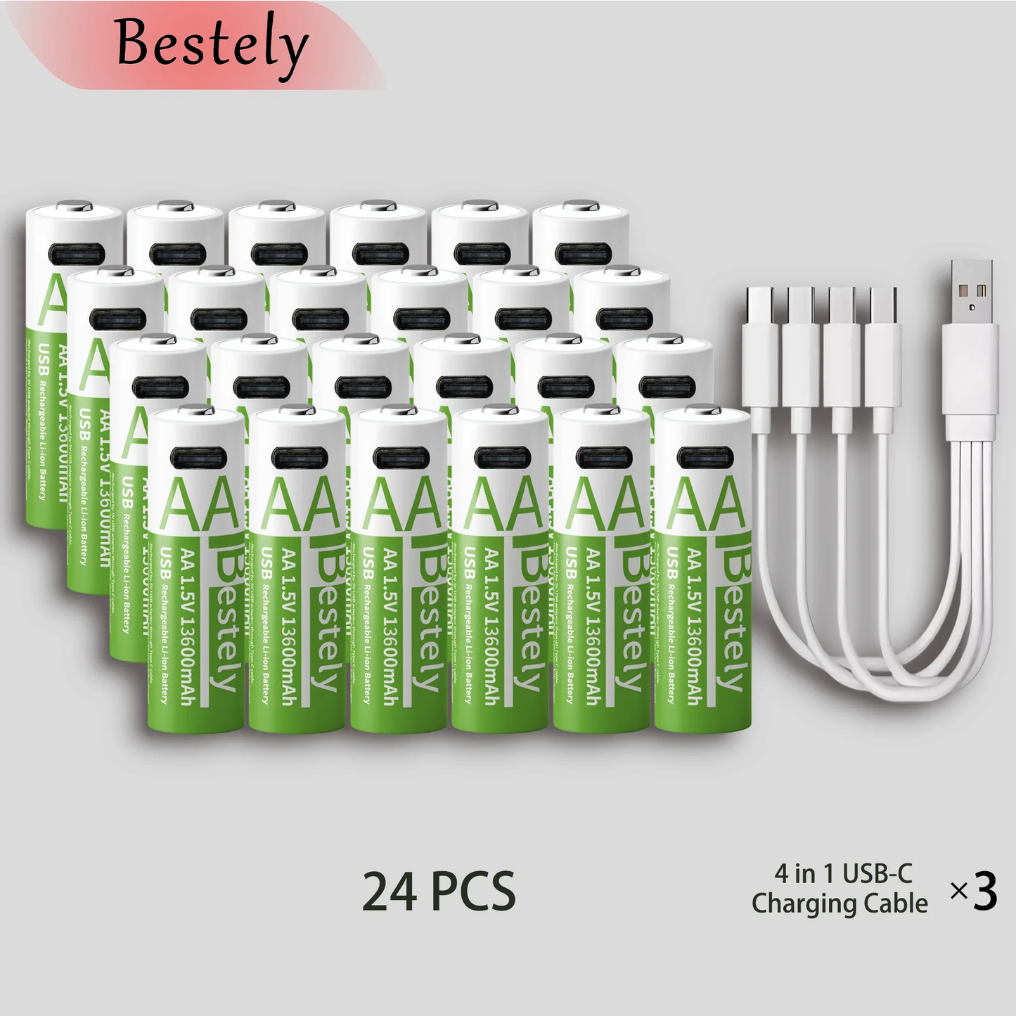 Latest Rechargeable 1.5V AA 13600mAh USB Lithium Battery , Fast Charging Li-ion AA Battery