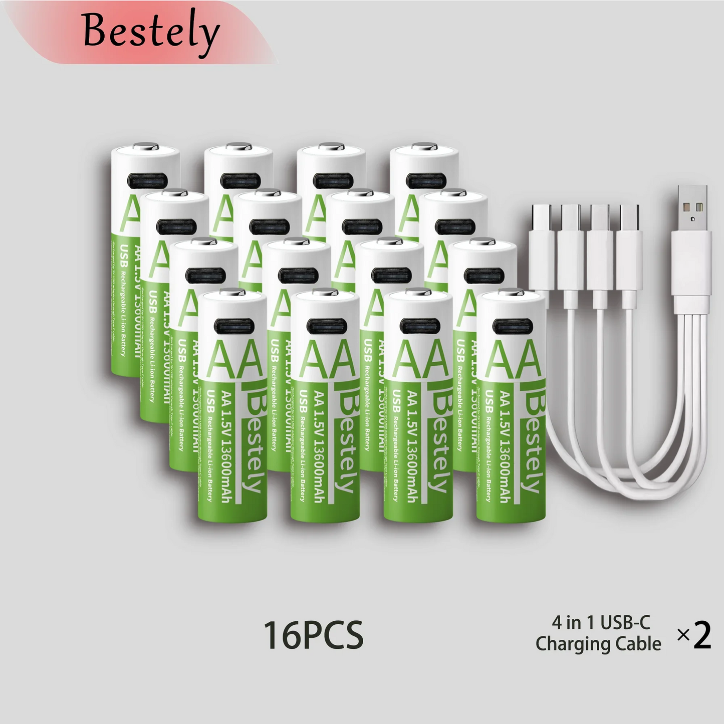 Latest Rechargeable 1.5V AA 13600mAh USB Lithium Battery , Fast Charging Li-ion AA Battery