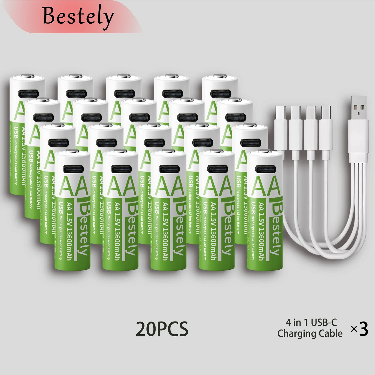 Latest Rechargeable 1.5V AA 13600mAh USB Lithium Battery , Fast Charging Li-ion AA Battery