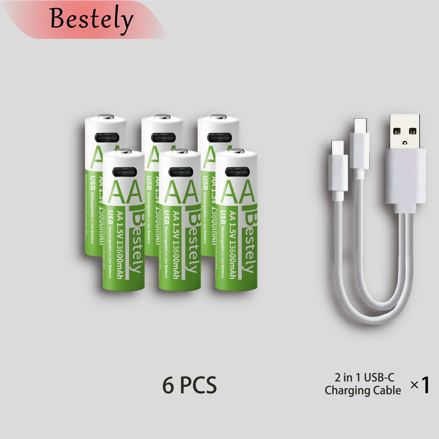 Latest Rechargeable 1.5V AA 13600mAh USB Lithium Battery , Fast Charging Li-ion AA Battery